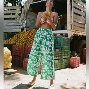 O'NEILL Miriam Oasis Green And White Floral Wide Leg Pants NWT